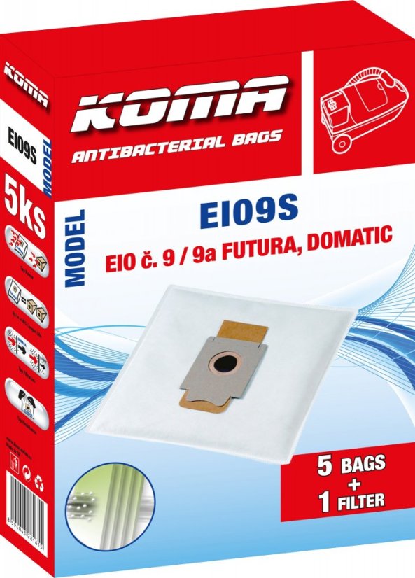KOMA EI09S - Sáčky do vysavače EIO č.9 Futura textilní, 5ks