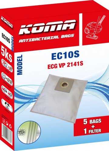 EC10S - Staubsaugerbeutel für ECG VP 2141S Staubsauger, Textil, 5 Stück