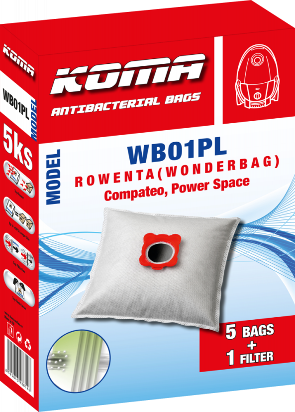 KOMA WB01PL - Sada 25 ks sáčků do vysavače Rowenta Wonderbag Compact