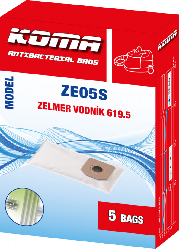KOMA ZE05S - Sada 25 ks sáčků do vysavače Zelmer Vodník