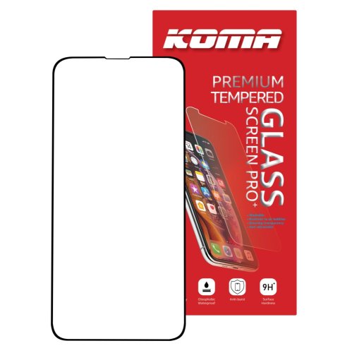 KOMA Gehärtetes Glas Full Cover für iPhone 13 / 13 Pro, 3D-Rundung, Härte 9H