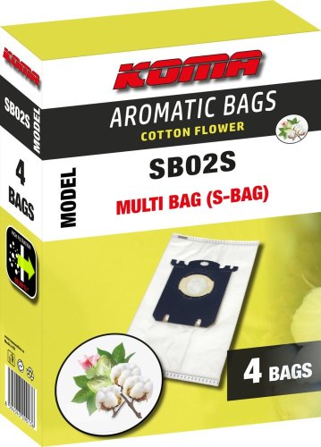 KOMA SB02S - Aromatische Beutel aus Baumwolle Blume für Electrolux Staubsauger, 4 Stk.