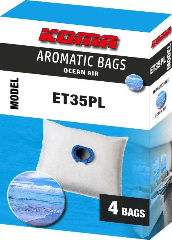KOMA ET35PL - Parfumované vrecká s vôňou oceánu, kompatibilný s vreckami ETA Unibag, 4ks