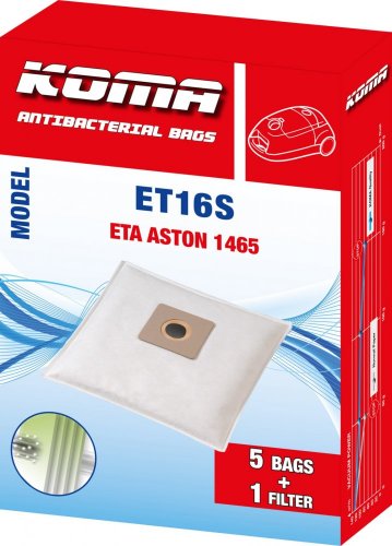 ET16S - Staubsaugerbeutel für ETA Aston 1465 Staubsauger, Textil, 5 Stück