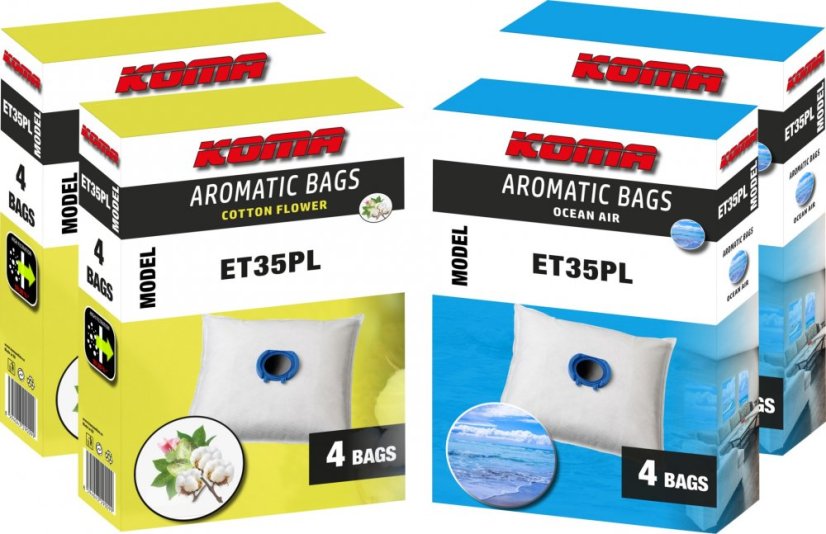 KOMA ET35PL - Sada 16ks aromatických sáčků s vůní oceánu a květu bavlníku do vysavačů ETA