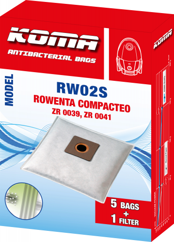 RW02S - Set mit 25 Stück Staubsaugerbeuteln für Rowenta Compacteo ZR 003901 Staubsauger