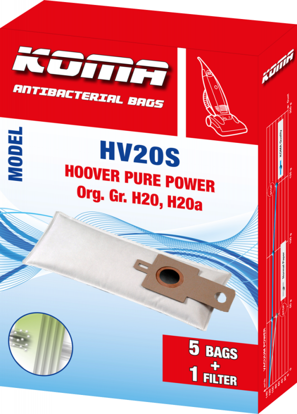 KOMA HV20S - Sada 25 ks vreciek do vysávača Hoover Pura Power, textilné