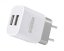 KOMA USB1 - Univerzálna sieťová nabíjačka, 2x USB, 2,1 A, 10 W, biela