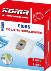 KOMA EI09S - Staubsaugerbeutel für EIO No. 9 Futura, Domatic Staubsauger, Textil, 5 Stück