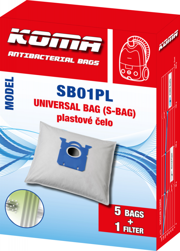 KOMA SB01PL - Sada príslušenstva pre vysávače Electrolux, AEG, Philips, 15 vreciek, 1 Hepa filter