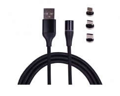 KOMA Magnetisches Kabel 3in1, USB-A zu microUSB/ USB-C / Lightning, 1 Meter