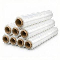 KOMA Strečová fólie, průhledná 0,5m × 300m, 23 µm, 8 rolí, váha 1 role 3,5 kg