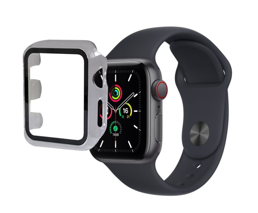 Schutzhülle mit gehärtetem Glas für Apple Watch 38 mm (Serie 1,2,3), transparent