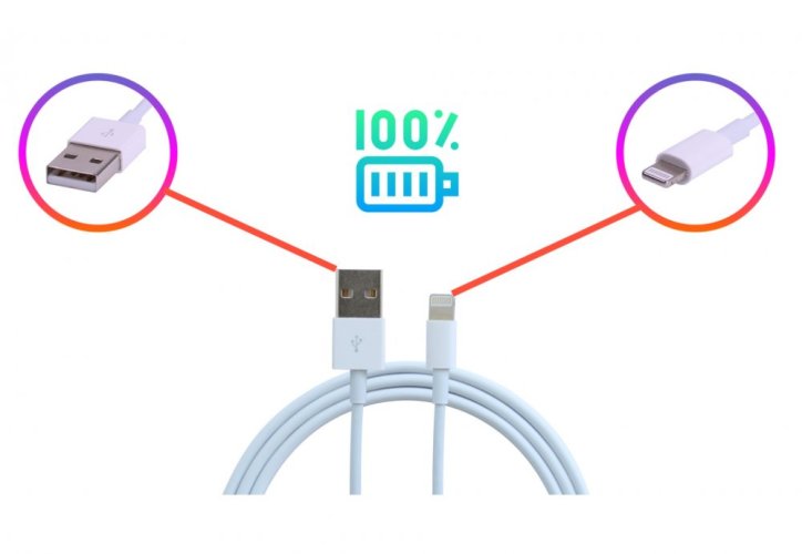 KOMA USB-A / Lightning Synchronisations- und Ladekabel für Apple iPhone / iPad / iPod, weiß, Länge 1m