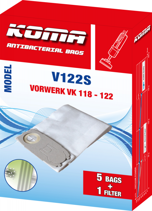 KOMA V122S - Sada 25 ks sáčků do vysavače Vorwerk VK 122 Kobold