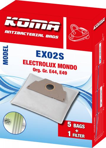 EX02S - Set mit 25 Stück Staubsaugerbeuteln für Electrolux Mondo Staubsauger