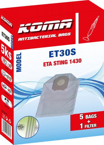 KOMA ET30S -Staubsaugerbeutel für ETA 1430 Sting Staubsauger, Textil, 5 Stück