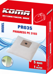 KOMA PR03S - Set mit 25 Stück Staubsaugerbeuteln für Progress 3103 Staubsauger