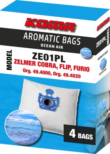 KOMA ZE01PL - Aromabeutel mit Meeresduft für Zelmer Cobra, Flip, Furio, 4 Stück