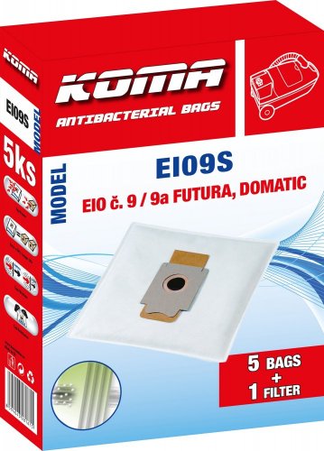 KOMA EI09S - Set mit 25 Stück Staubsaugerbeuteln für EIO Gr.9 Futura Staubsauger
