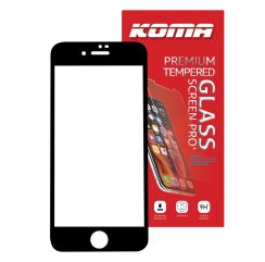 KOMA Gehärtetes Glas Full Cover für iPhone 7/8/SE 2020, 3D-Rundung, Härte 9H