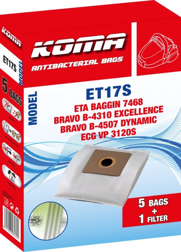 KOMA ET17S - Sada 25 ks sáčků do vysavače ETA Baggin 7468, Dualic