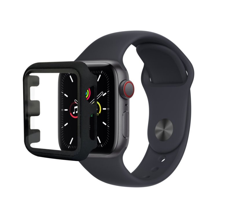 Ochranný kryt s tvrzeným sklem pro Apple Watch 42 mm (Series 1,2,3), černá